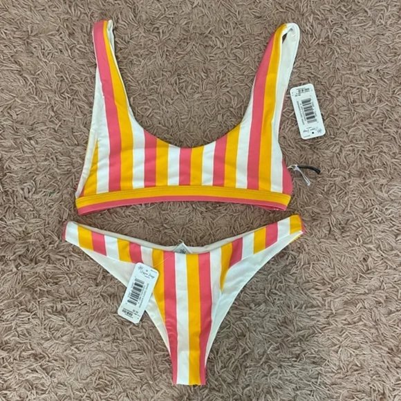 Dippin' Daisy's Pink and Yellow Striped Bikini - Picture 3 of 5